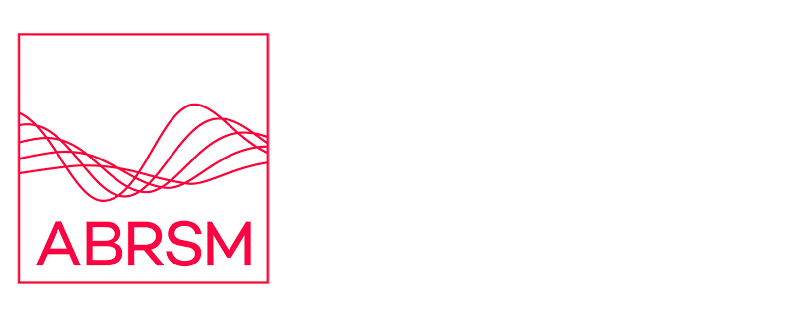 A logo of ABRSM, with red waves, framed by a red border.